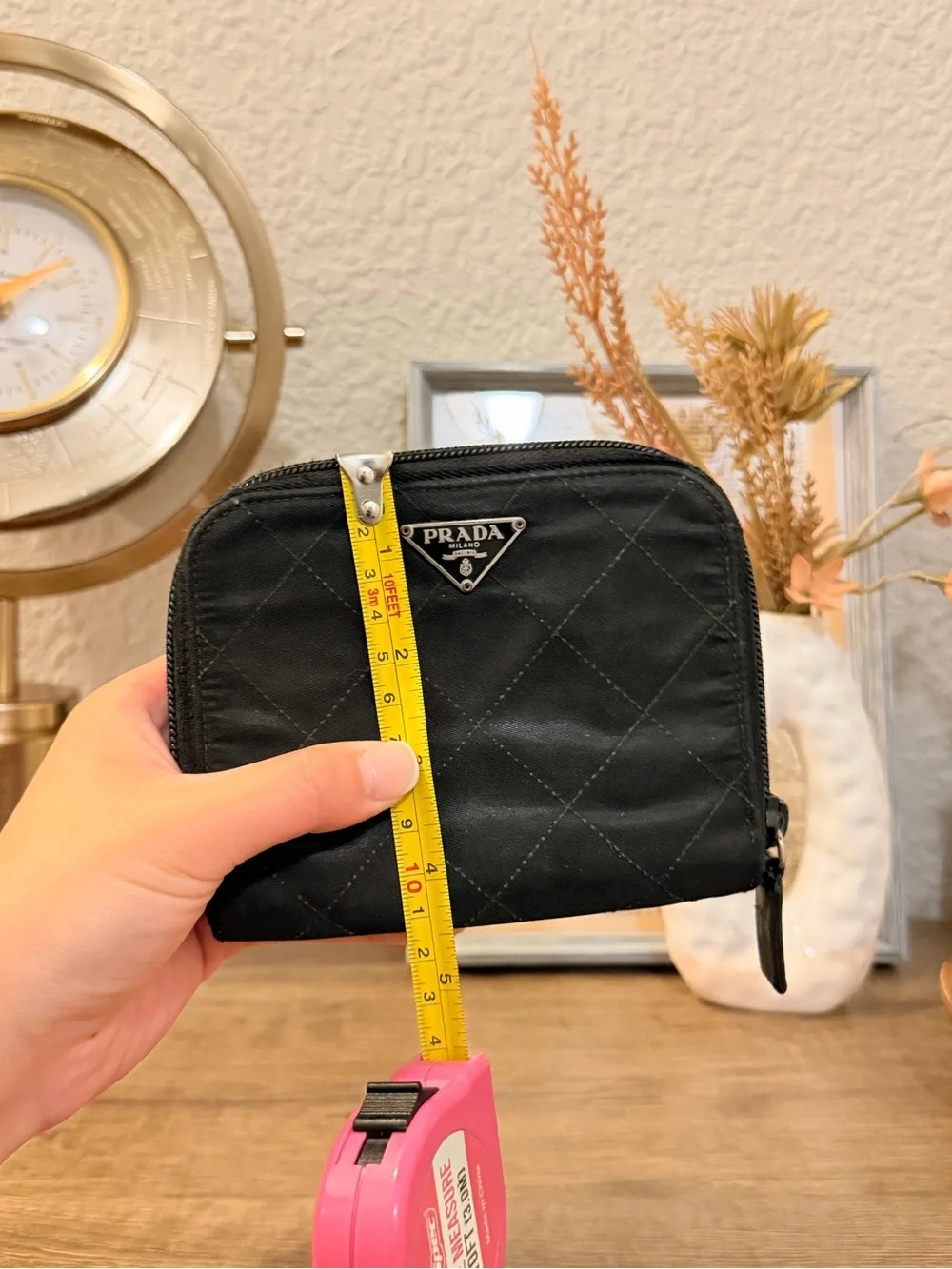 Prada Black Quilted Nylon Zip Card Holder